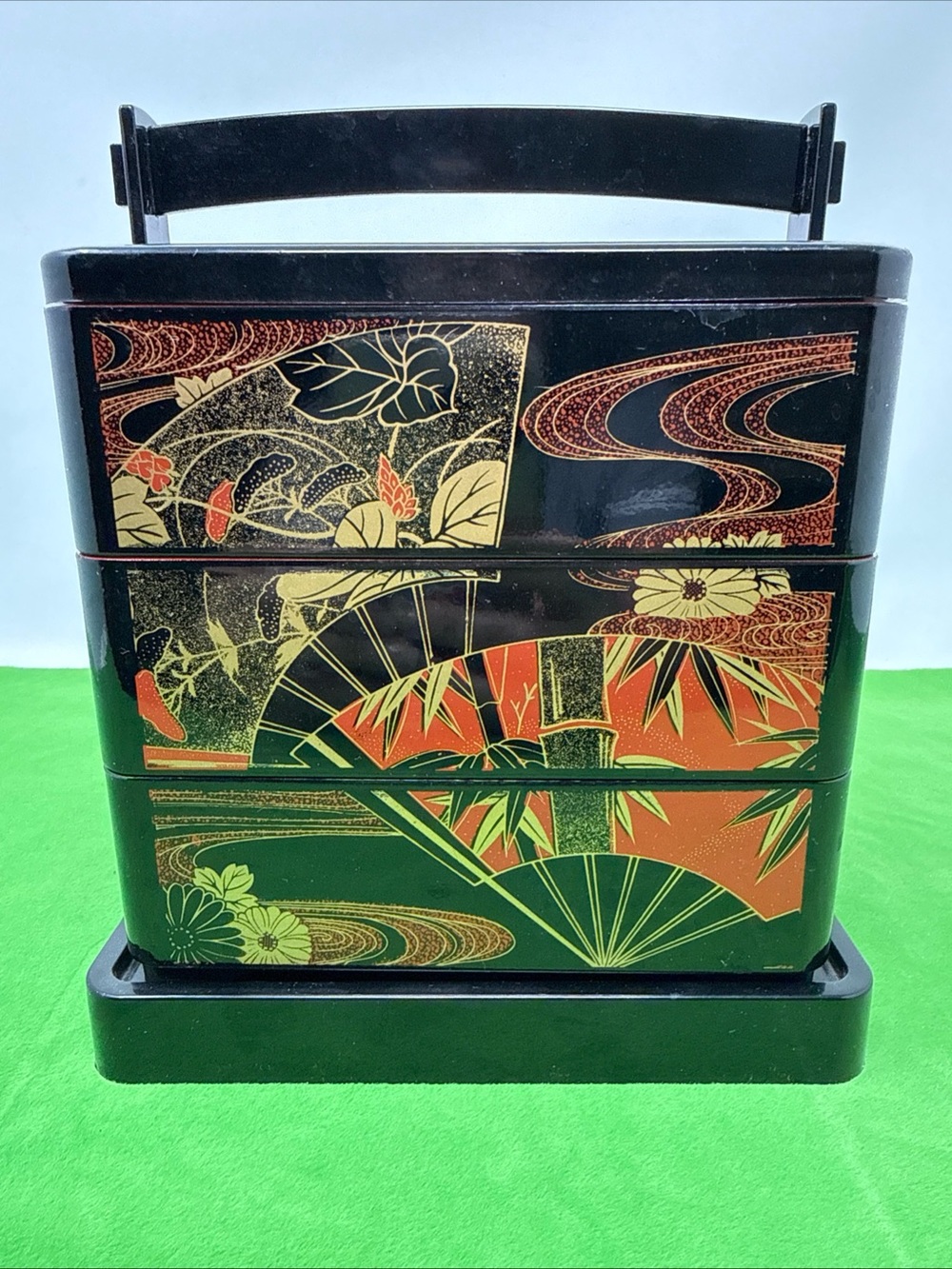 Vintage Japanese Lacquer Bento Box 3-Tier